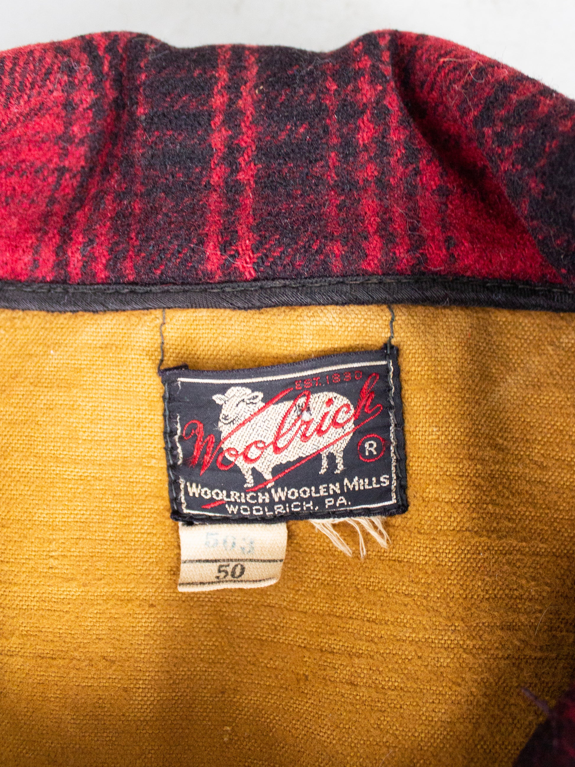 Vintage 1950's Woolrich Red Buffalo Plaid Hunting Jacket Style 503