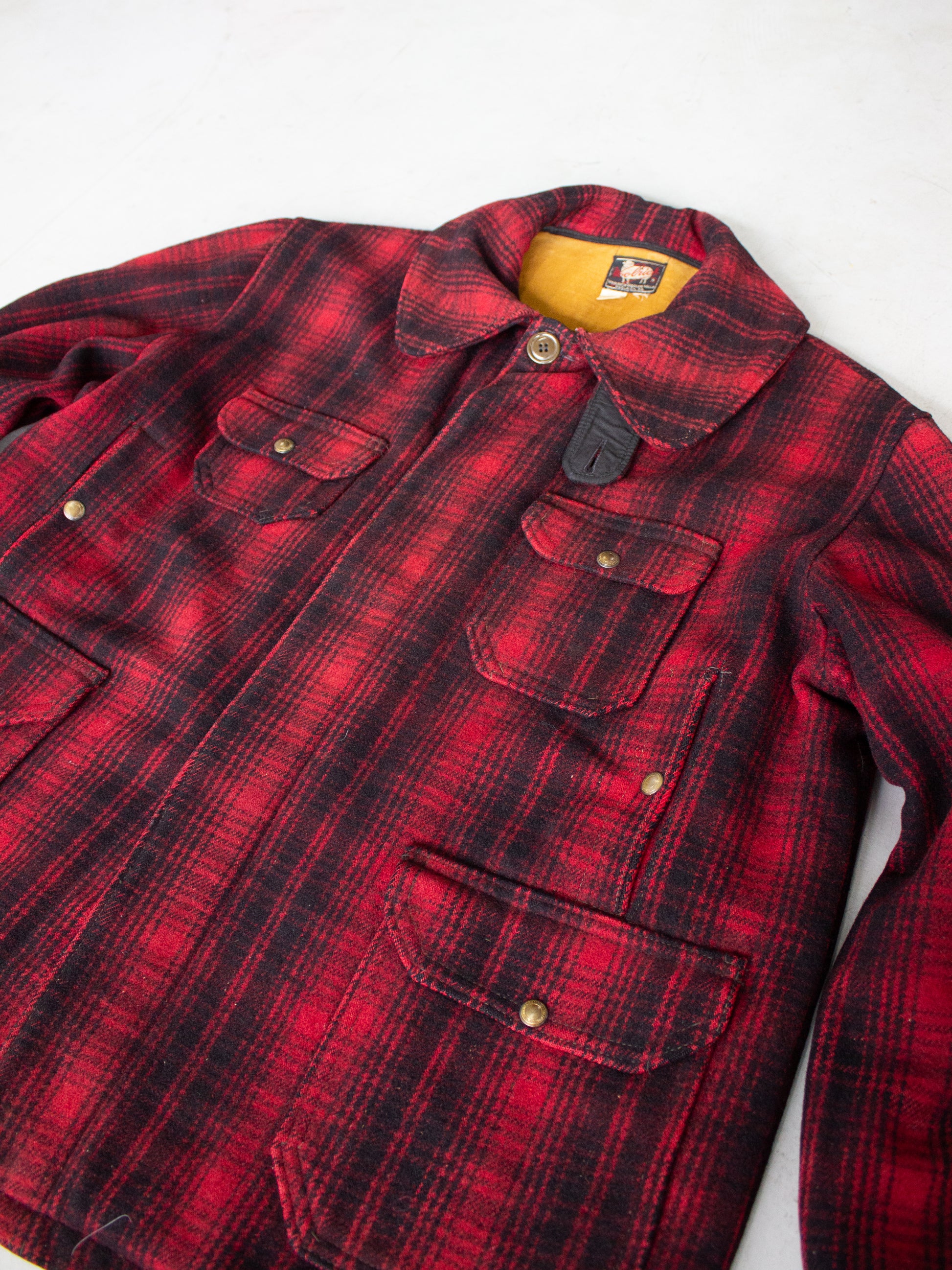Vintage 1950's Woolrich Red Buffalo Plaid Hunting Jacket Style 503