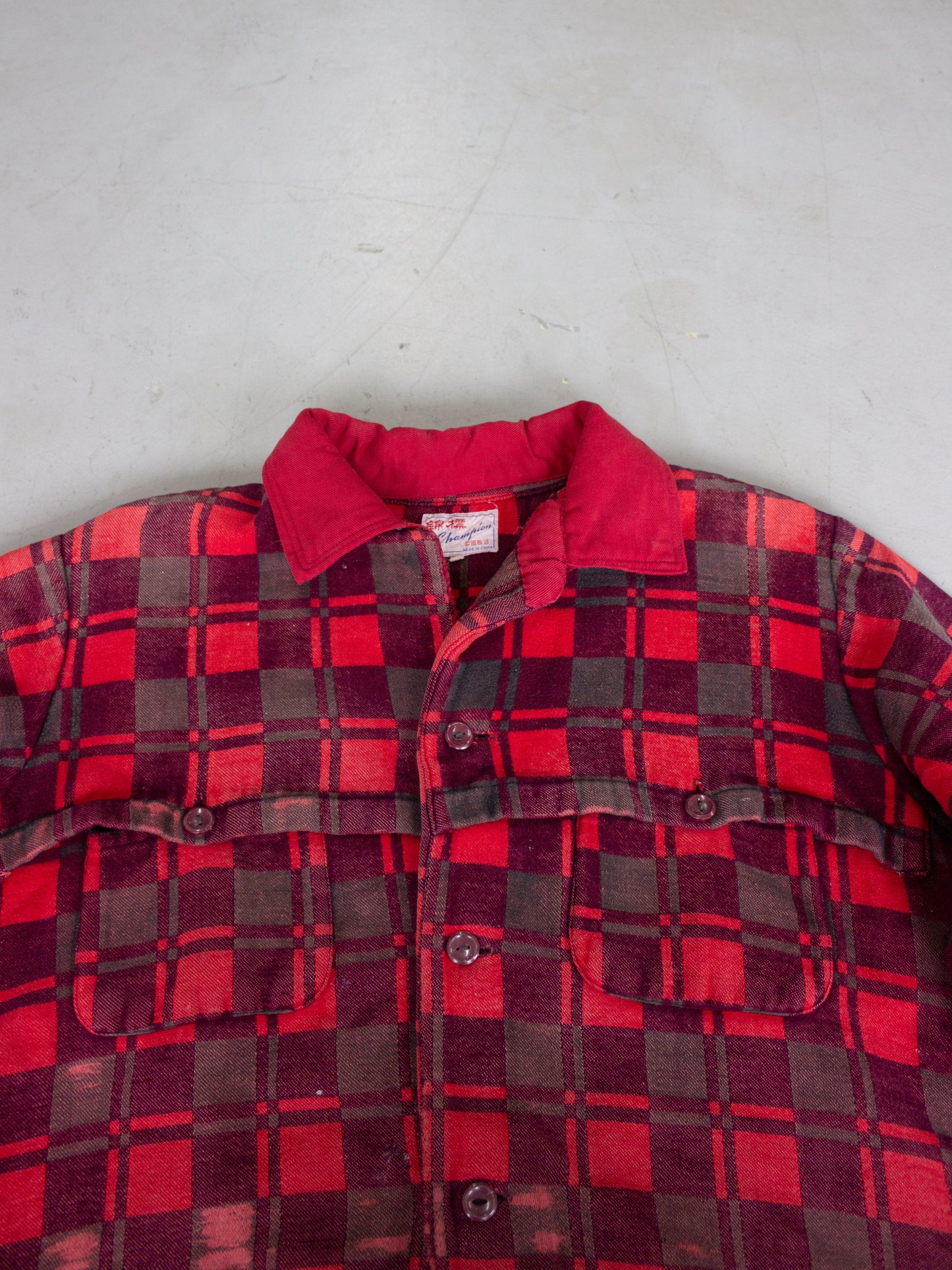 1970's-1980's Champion Plaid Flannel Cotton Shirt (Large-X Large)